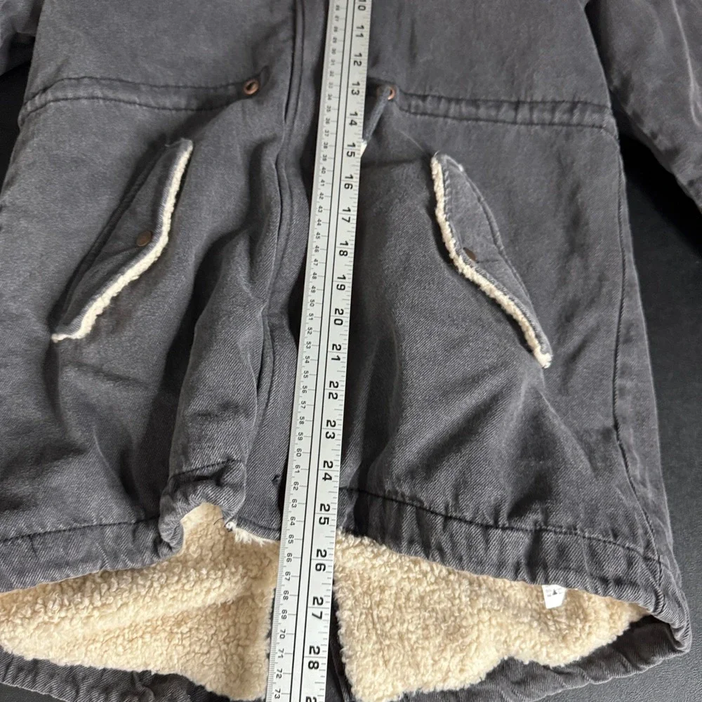 Zara Kids Black Parka Jacket Hooded 11‎ / 12 Sherpa Lined Winter Coat